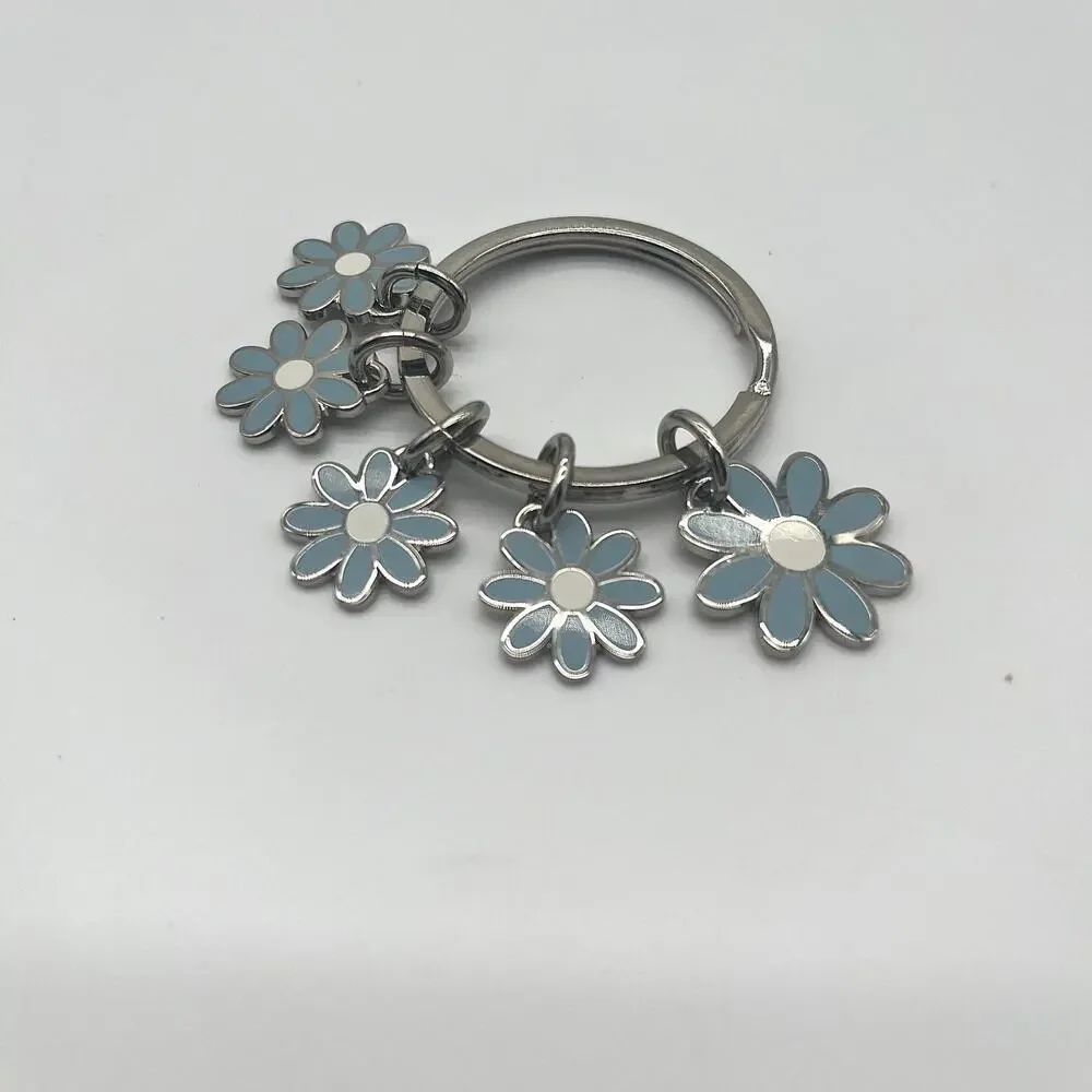 COACH Bag Charm Key Chain, NWOT, Baby Blue Daisies, Floral
